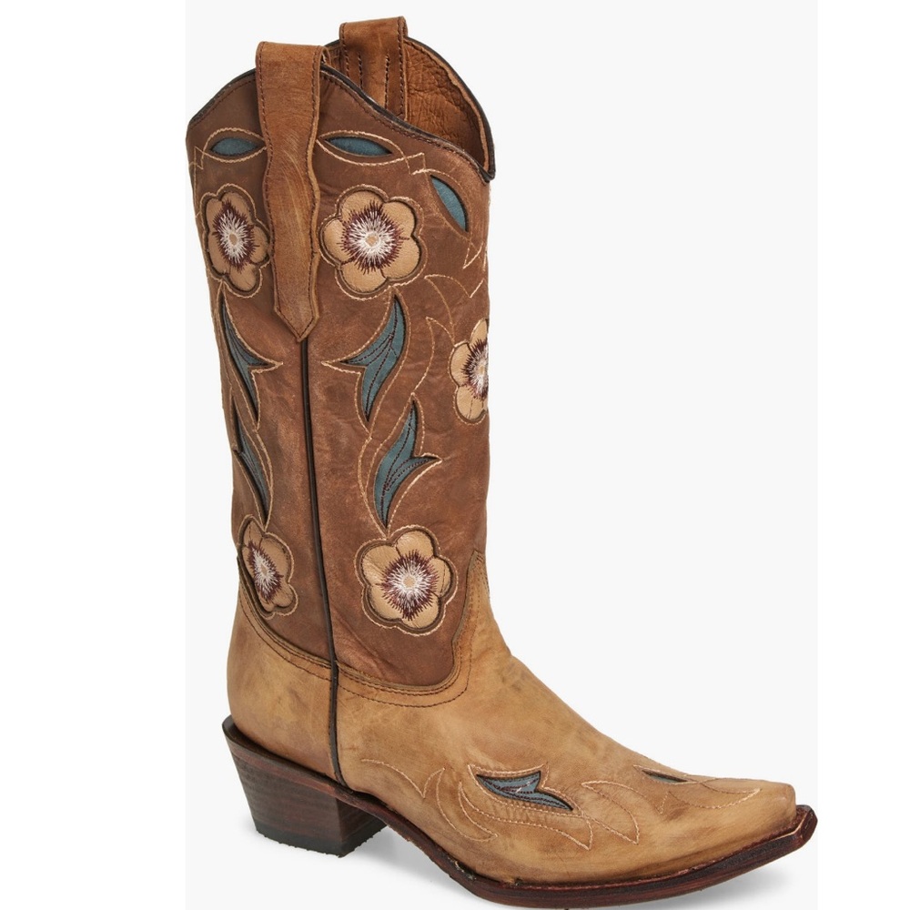 CIRCLE G Floral Embroidery Western Boots Size 8